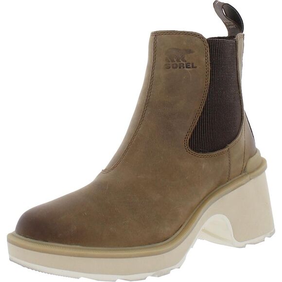 Sorel Shoes - Sorel Womens Hi Line Tan Leather Padded Insole Chelsea Boots Shoes Imperfections